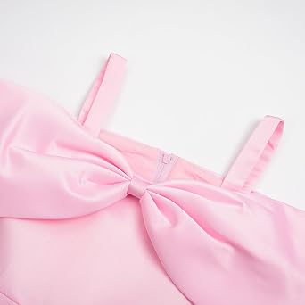 Uhnice Flower Girl Dress Elegant Off Shoulder Formal Gown with Removable Bow Ankle Length for Wedding Birthday Party