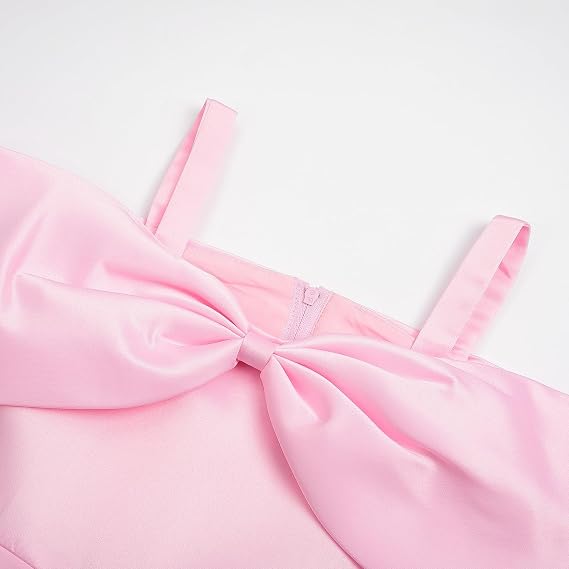 Uhnice Flower Girl Dress Elegant Off Shoulder Formal Gown with Removable Bow Ankle Length for Wedding Birthday Party