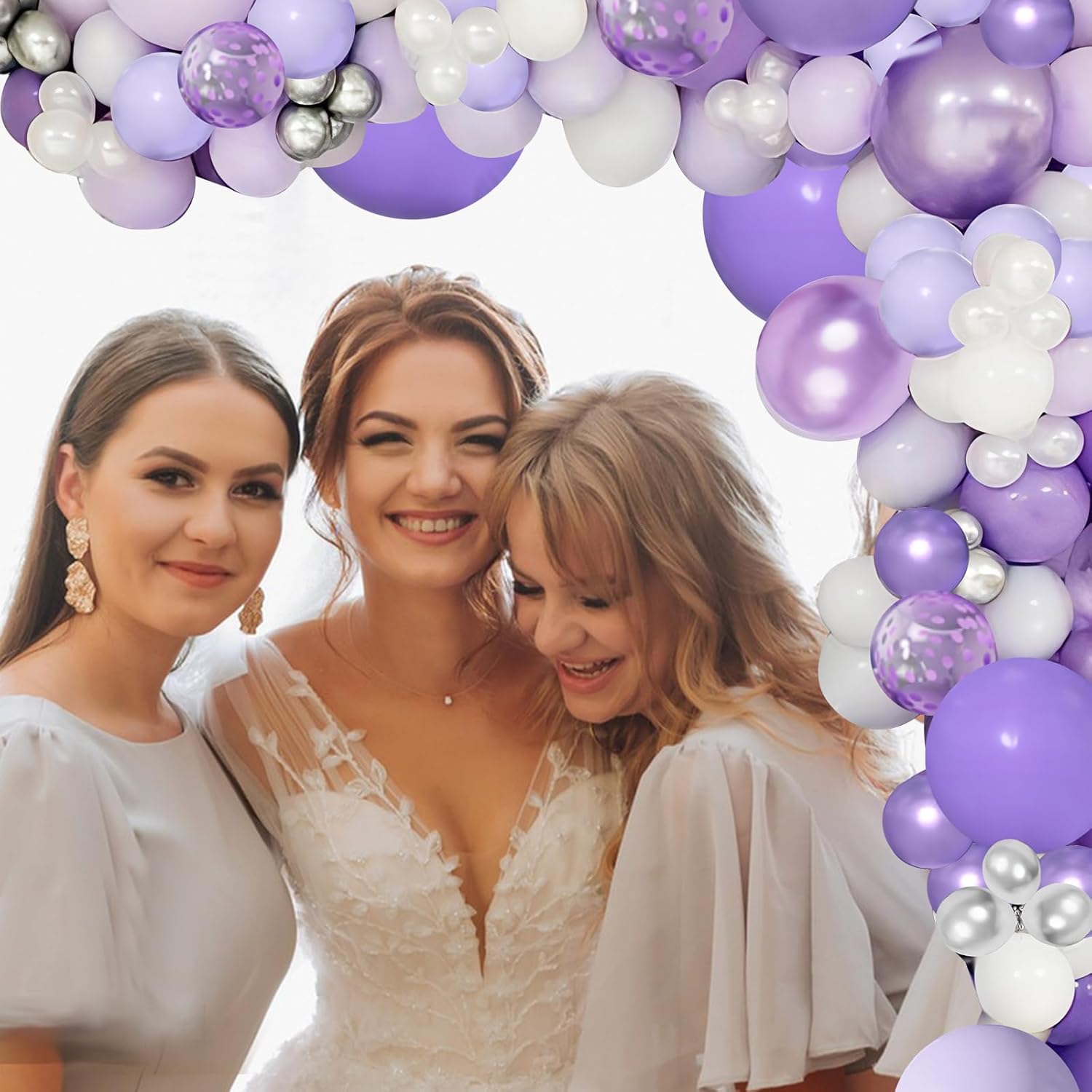 Purple Balloon Arch Kit 139pcs Lavender Balloon Arch Kit with Metallic Confetti Balloons Purple and Silver Balloons for Baby Shower Birthday Wedding Anniversary Party Decorations