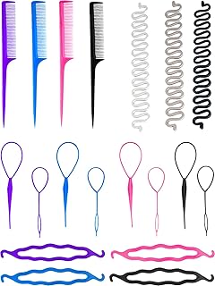 Hair Braiding Tool, DIY Hair Styling Tool Kit Updo Ponytail Maker Accessories Topsy Hair Braid Kit (19 Pieces)
