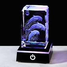 Ornalrist 3D Crystal Dolphin Ornament Gifts for Women on Birthday Christmas | Crystal Engraved 3pcs 3D Dolphins Figurines Keepsake, Colourful Light Stand Home Decor, Dolphins Ideas for Mum Animal Lovers