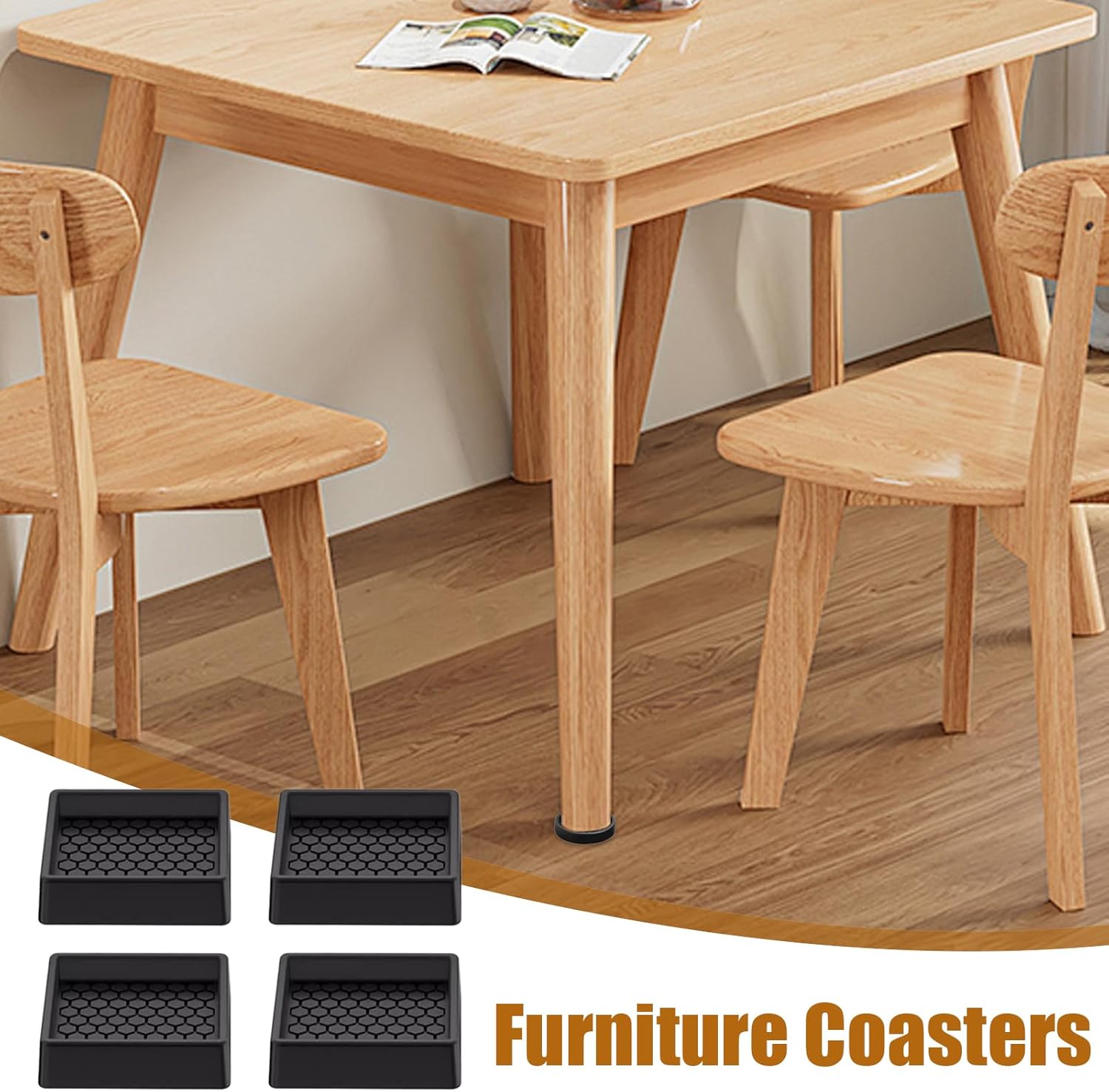 Non-Slip Furniture Pads – 4 Pieces of Silicone Feet and Wheels Pads – Bed Stops to Prevent Slipping | for Bed Wardrobe Sofa Chair Table Appliances