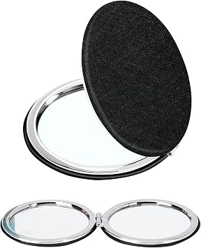 Compact Mirror, Makeup Mirror, Black Elegant Travel CosmeticMirror, Double Sided Mirror, Portable FoldingMirror, Magnifying Handheld Small Mirrorfor Women Girls Pocket, Purse or Wallet