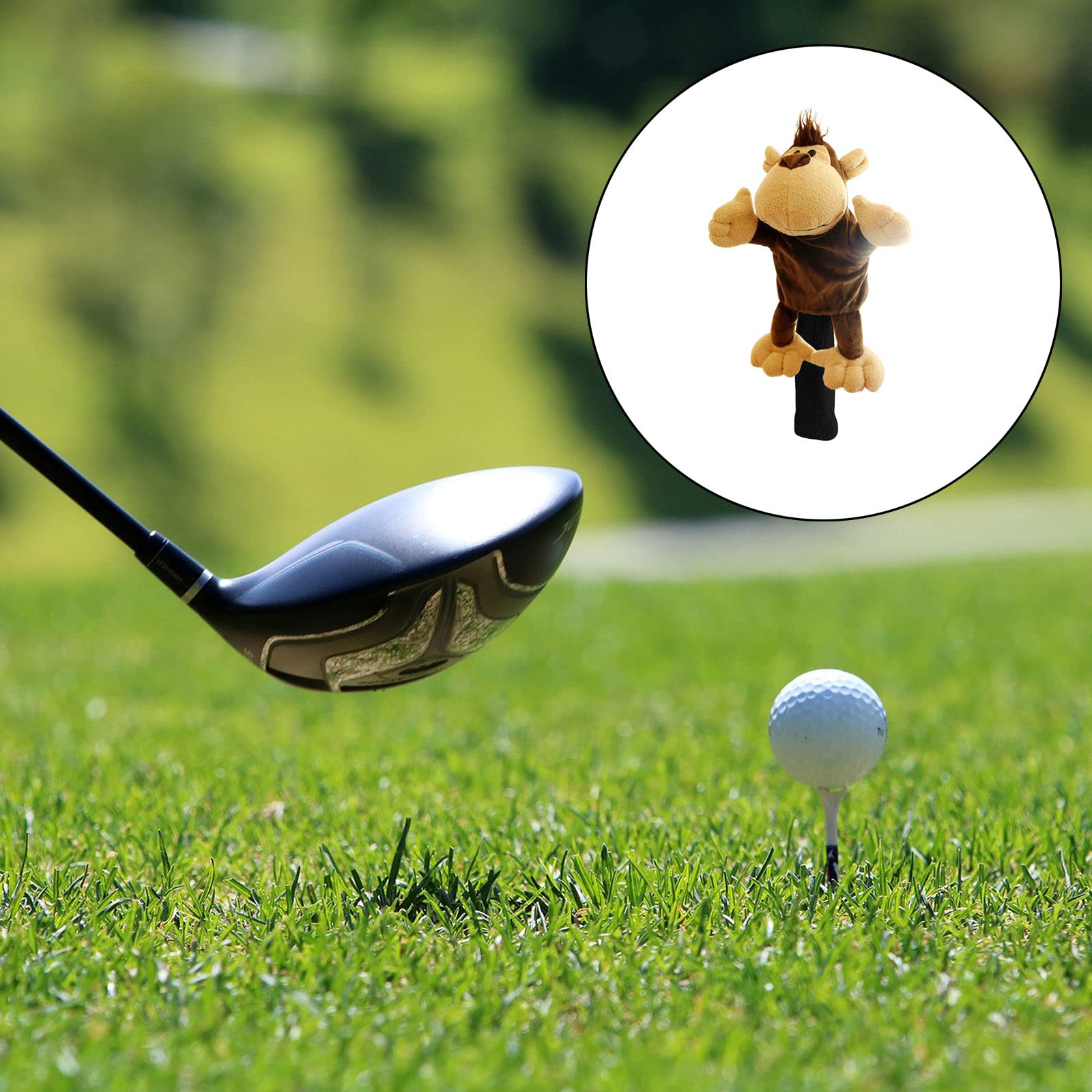 SM SunniMix Novelty Golf Club Headcover Soft Animal Wood Driver Head Cover Dust Proof Portable Funny for Women Men Golfer Monkey - Image 2