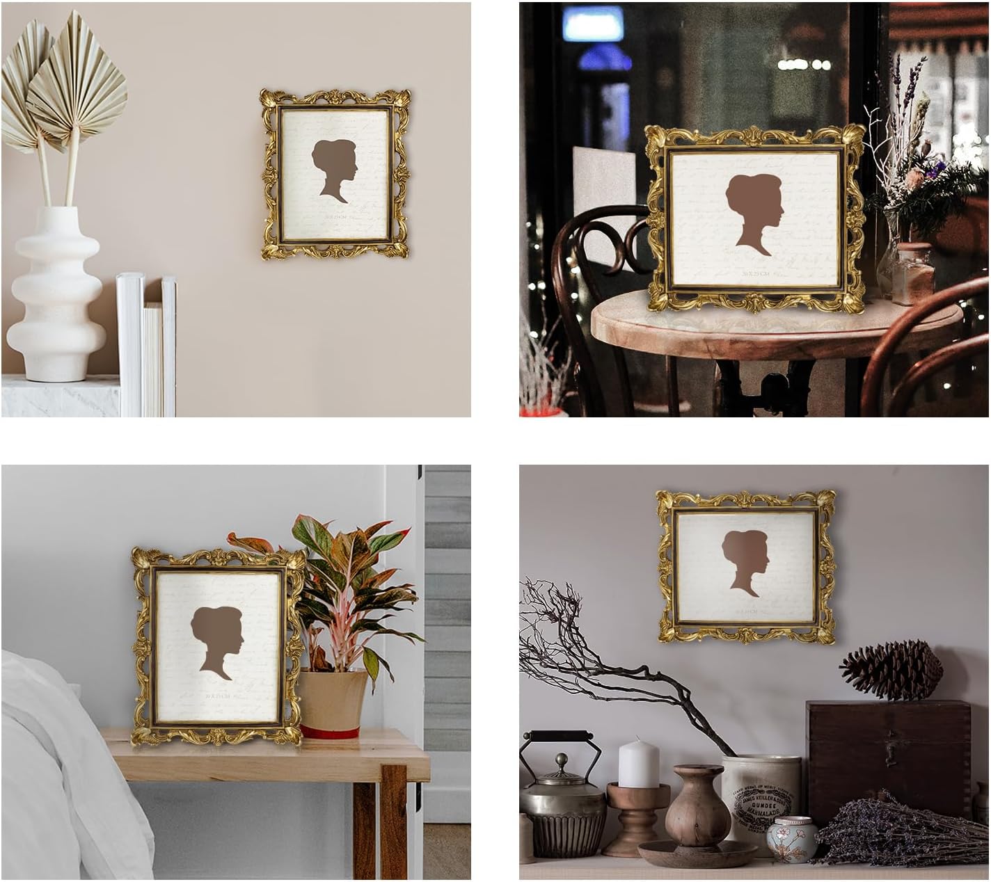 AELS 8x10 Inch Vintage Picture Frame, Elegant Antique Photo Frames with Glass Front, Photo Display, Tabletop Wall Hanging, Gift Ideas, Gold and Black