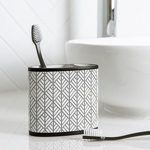 Miniatura 4 de Shelby - Juego de accesorios de baño de resina multicolor gris de 4 piezas, dispensador de jabónloción, jabonera, soporte para cepillos de dientes,