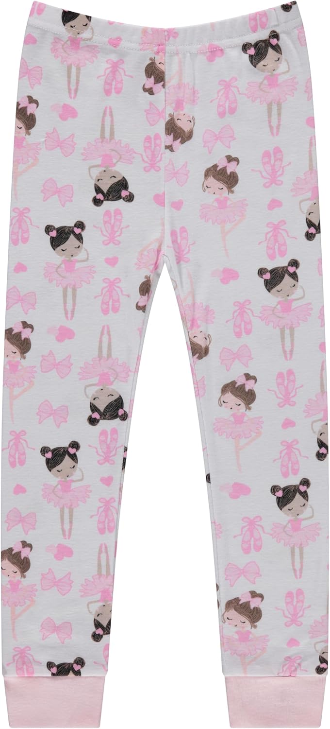 Cudlie Girls’ 4-Piece Pajama Set – Long Sleeve Cotton Blend Sleepwear, 2 Tops and 2 Pants –Size 12 Months -5T