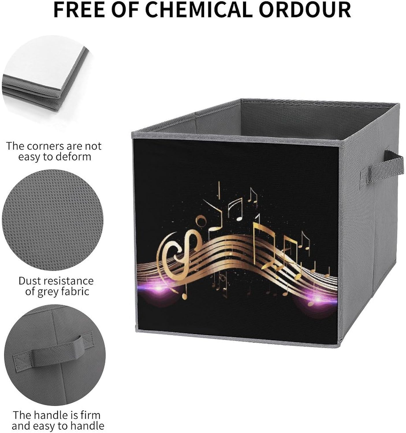 Novel Music Note Storage Cubes Set of 6 Storage Bins with Handles Collapsible Storage Basket Fabric Storage Box for Shelves Large Closet Shelf Organizer for Organization 11 Inch