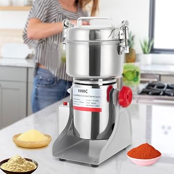 1000g Electric Grain Grinder Mill, 3600W High speed Spice Herb Stainless Steel Pulverizer Powder Machine, Commercial Spice Grinders Electric Machine Grinder for Dry Cereals Grain
