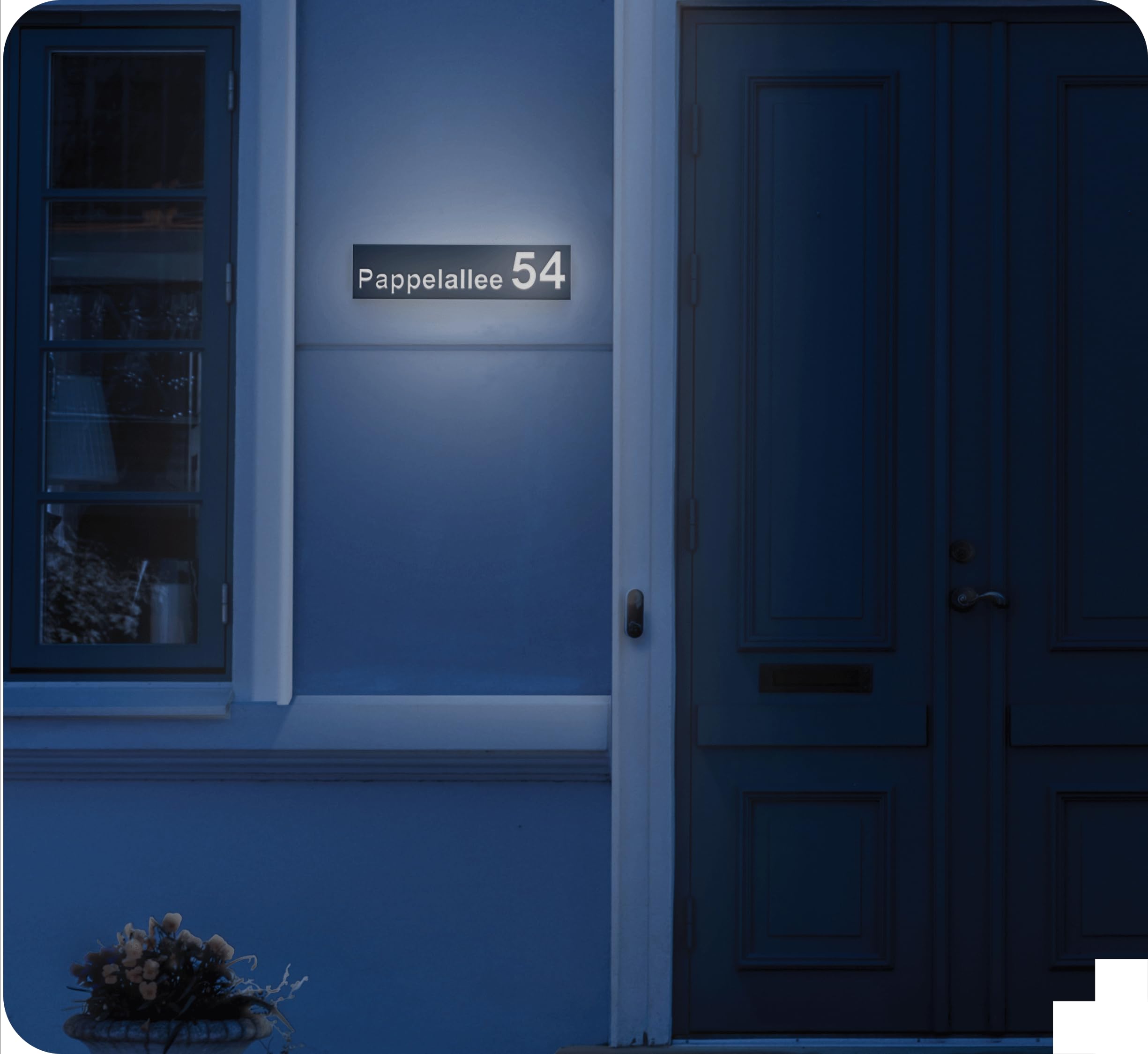 Hausnummer Beleuchtet LED mit Dämmerungssensor 40x10 cm Anthrazit mit Gravur, 6W A++, 230V, wasserdicht, modernes Design, robust & stilvoll