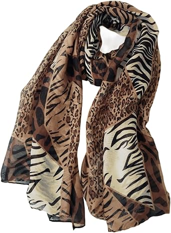Womens Leopard Print Scarves Lady Lightweight Scarf Soft Sunscreen Shawls Vintage Wrap Shawl