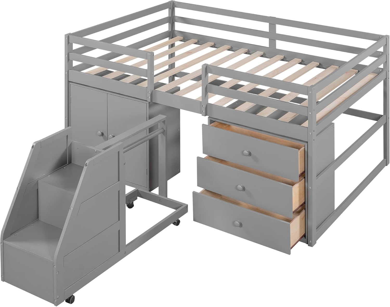 Buy Harper & Bright Designs Full Size Loft Bed with Stairs and Storage