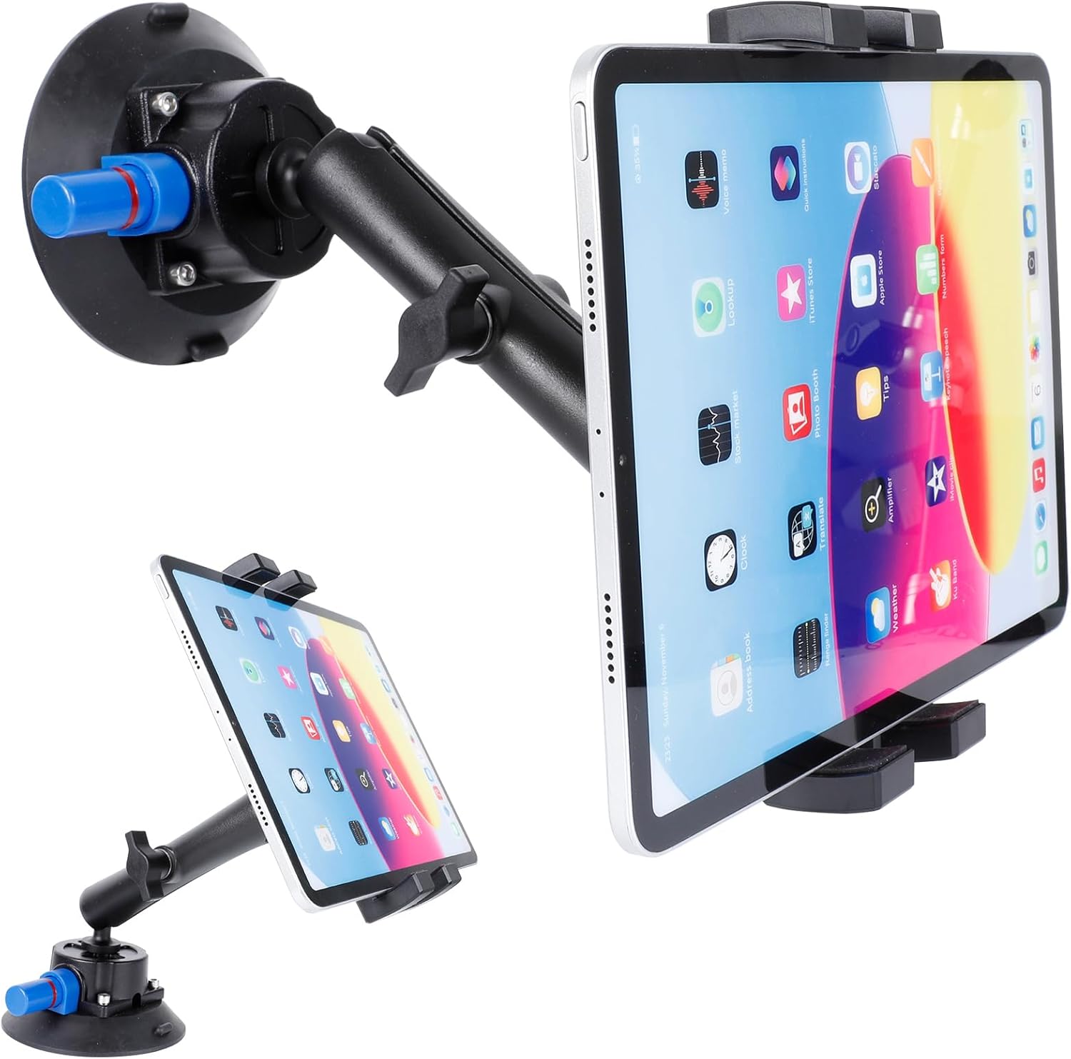xik Car Suction Mount for Ipad,Air Pump Vacuum Suction Cup Base,360Rotation Tablet Mount for Truck Windshield/Window/Mirror, Compatible with 4.7"-12.9" iPad Pro/Air Mini/Tablets
