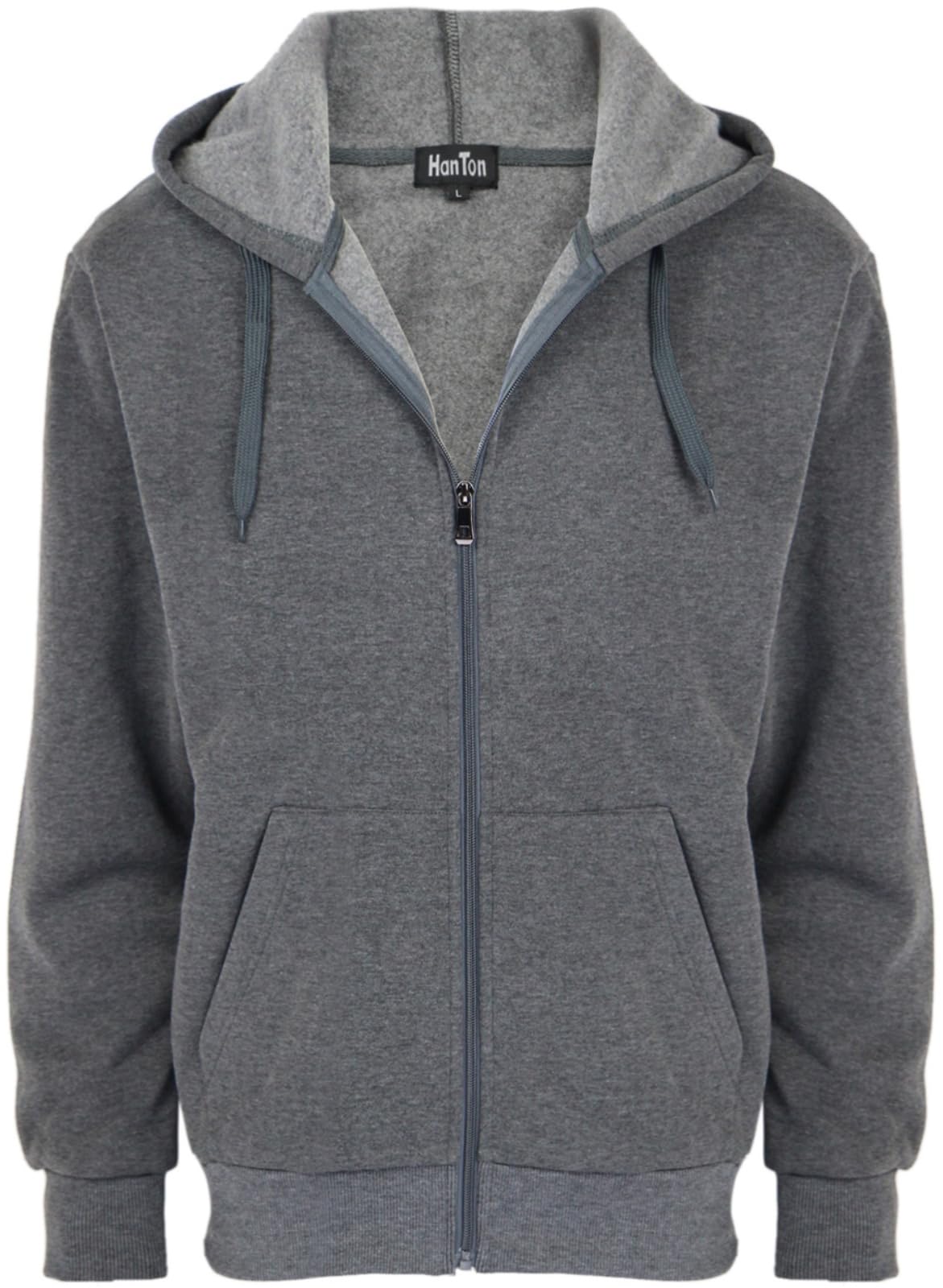 LeeHanTon Mens Zip Up Fleece Jacket Lightweight Hoodies Casual Soft Full Zip Coats with Pockets Plus Size S-5XL Big&amp;Tall