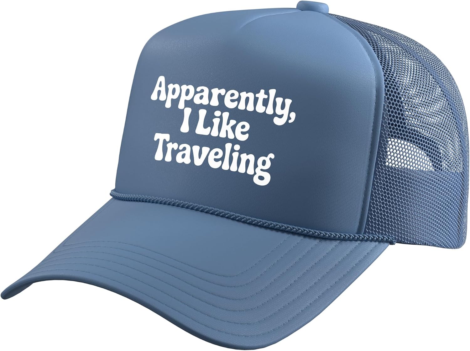 Apparently I Like Traveling Funny Travel Adventure Quote Trucker Hat with Adjustable Mesh Back