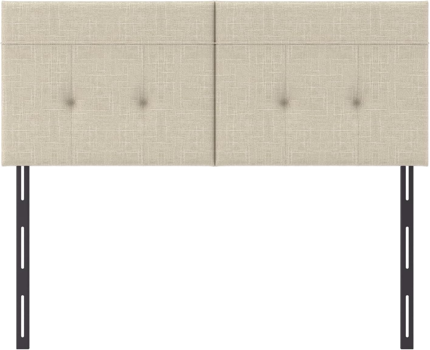 Queen Headboard Only with Adjustable Metal Legs, Faux Leather Upholstered Headboard Queen Size, Modern Stylish Headboard with Sunken Dot Design, Sturdy Bed Headboard for Bedroom, Linen