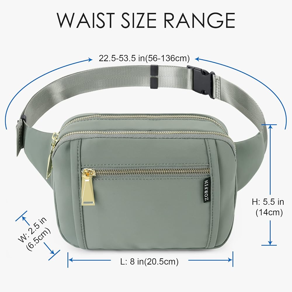 Amazon.com: ZORFIN Fanny Packs for Women Men, Belt Bag with 5