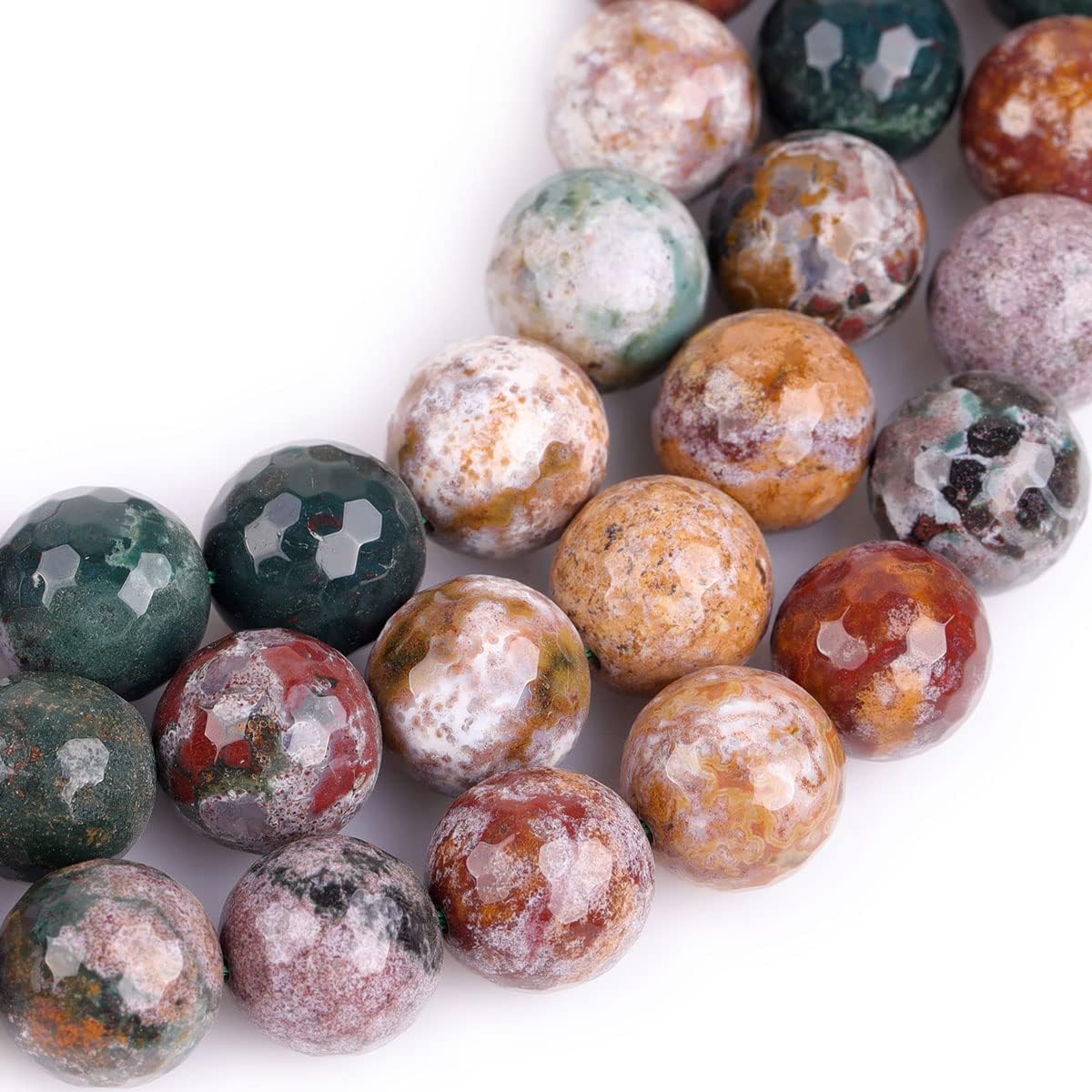 JOE FOREMAN 12mm Natural Gemstone Ocean Jasper Round Faceted Chakra Stone Loose Beads for Jewelry Making 15" DIY Bracelets Necklace Making image 4