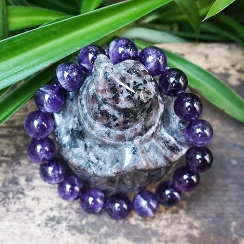 Miniatura 3 de 12MM Amethyst Bracelet for Men  Natural Third Eye & Crown Chakra Crystal  Fits for 8-8.5" Large Wrist  Emotional Healing Spiritual Gift for