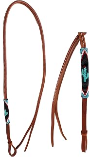 Horse Reins Leather Western Saddle Tack Over and Under Beaded Horse Whip 700RT07