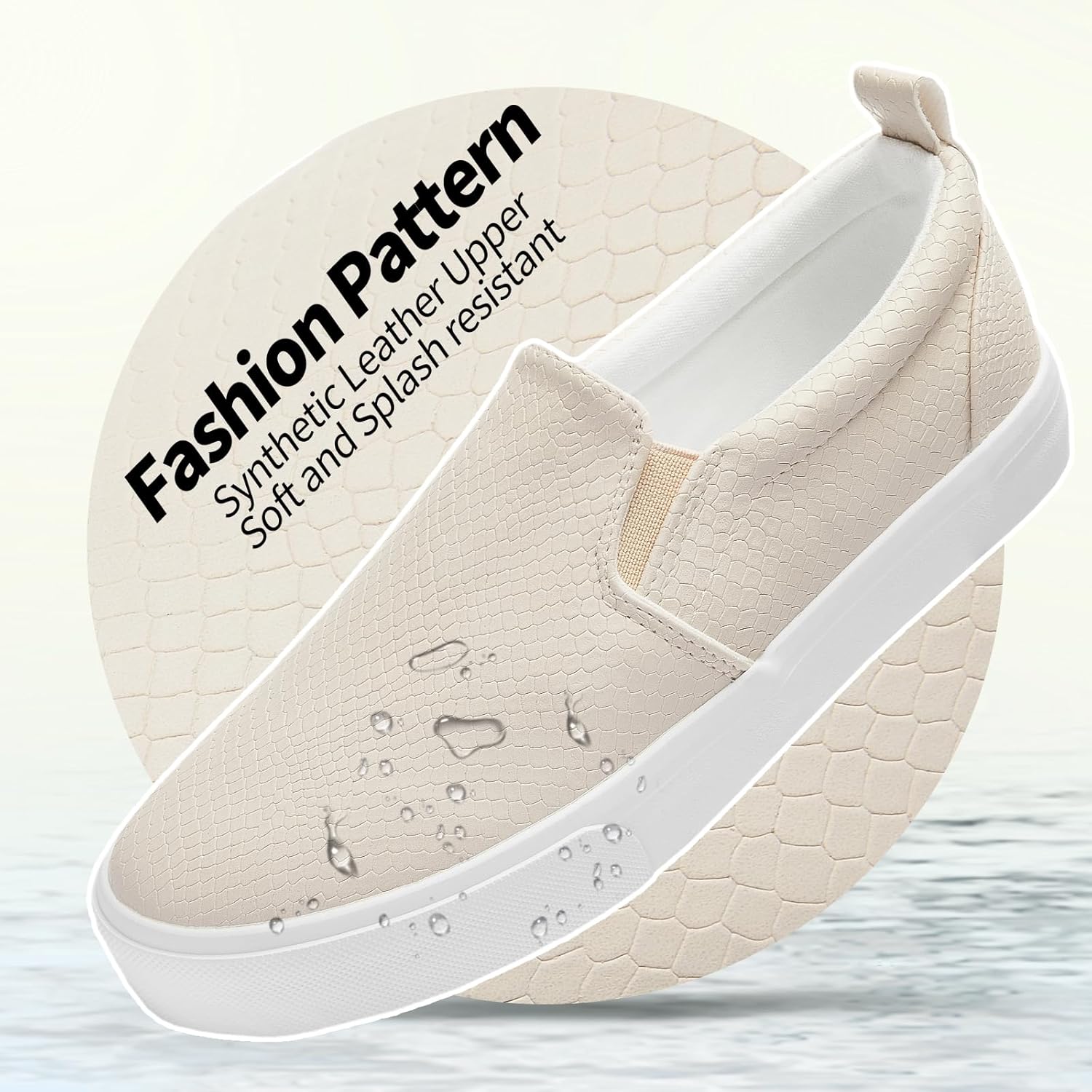 TUOPIN Womens Synthetic Leather Slip On Shoes,Padded Collar Slip on Sneakers for Women,Casual Loafers Walking Shoes - Image 5