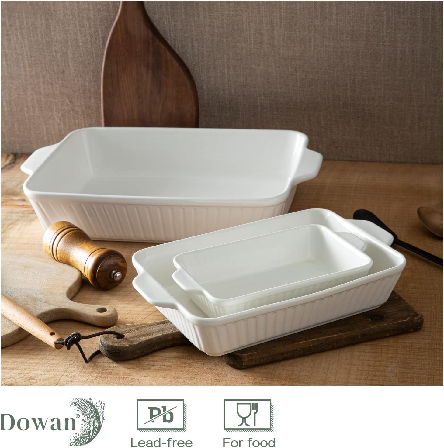 DOWAN 13'' baking dish & Baking Dish Set of 3 (13''/10.3''/7.4'')