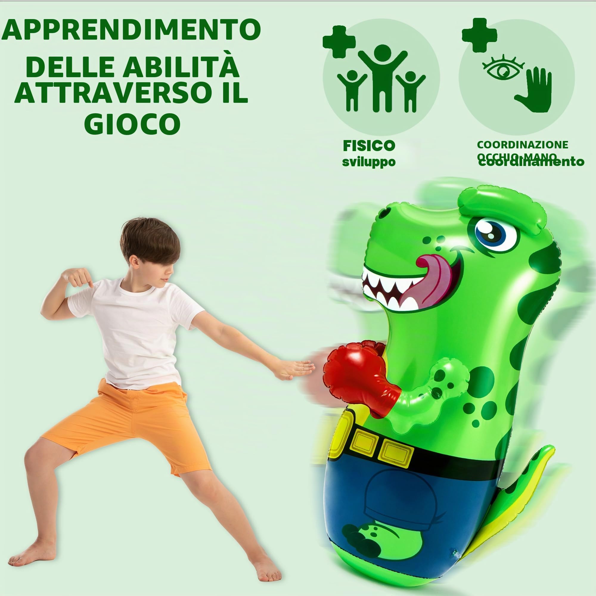 JOYIN Dinosauro T-Rex Gonfiabile Bopper 47 Pollici, Sacco da Boxe per Bambini con Azione di Rimbalzo, Sacco da Boxe Gonfiabile per Bambini