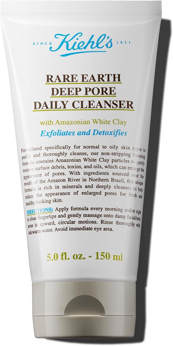 Rare Earth Deep Pore Daily Cleanser, Gentle Exfoliating Face Wash for Oily Skin, Detoxifies & Exfoliates Skin, Minimizes Pores, with Amazonian White Clay, Fragrance-free - 5 fl oz | Exfoliating Face Wash for Detoxifying - With Amazonian White Clay - For Oily Skin