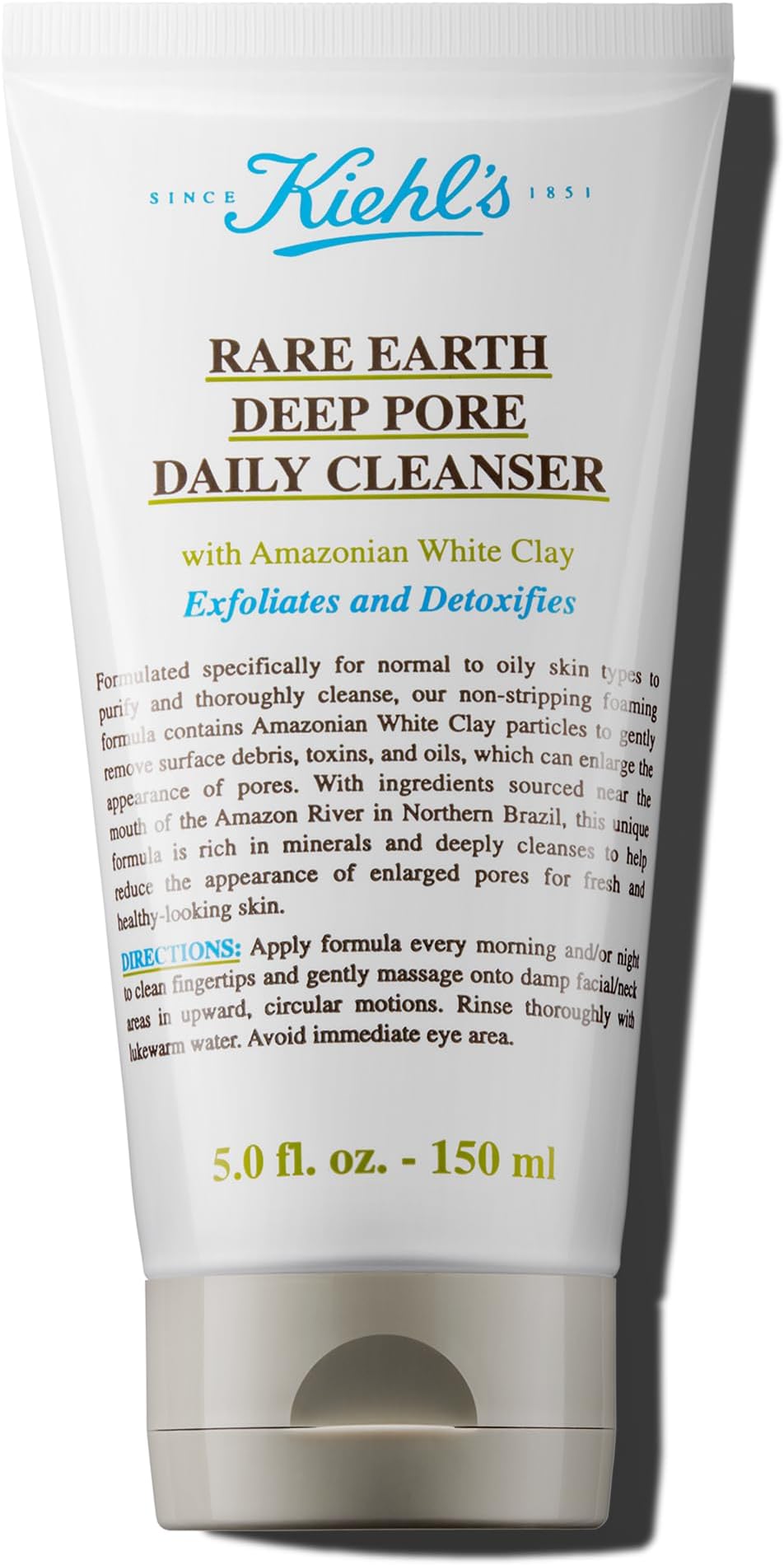 Rare Earth Deep Pore Daily Cleanser, Gentle Exfoliating Face Wash for Oily Skin, Detoxifies & Exfoliates Skin, Minimizes Pores, with Amazonian White Clay, Fragrance-free - 5 fl oz