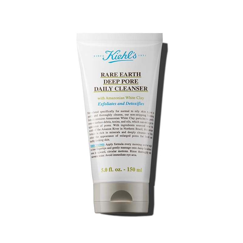 Kiehl's Rare Earth Deep Pore Daily Cleanser Limpador Facial com Argila Branca Amazônica, Sem Fragrância, 150 mL