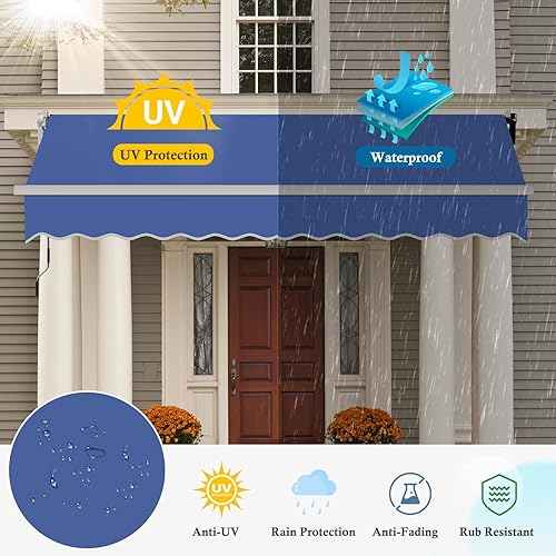 Miniatura 6 de VUYUYU - Toldo retráctil de 13,1 x 8,2 pies, para patio, refugio al aire libre con manivela y poliéster, resistente al agua, para patio, balcón,