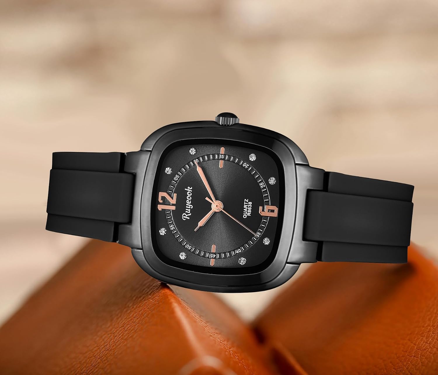 Women's Square Watch, Silicone Band, Waterproof Casual Dress Quartz Wristwatch for Nurse Female Ladies