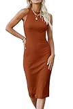 Women Bodycon Midi Dress 2025 Summer Spring Casual Vacation Sundress Fitted Sleeveless Tank Dresses
