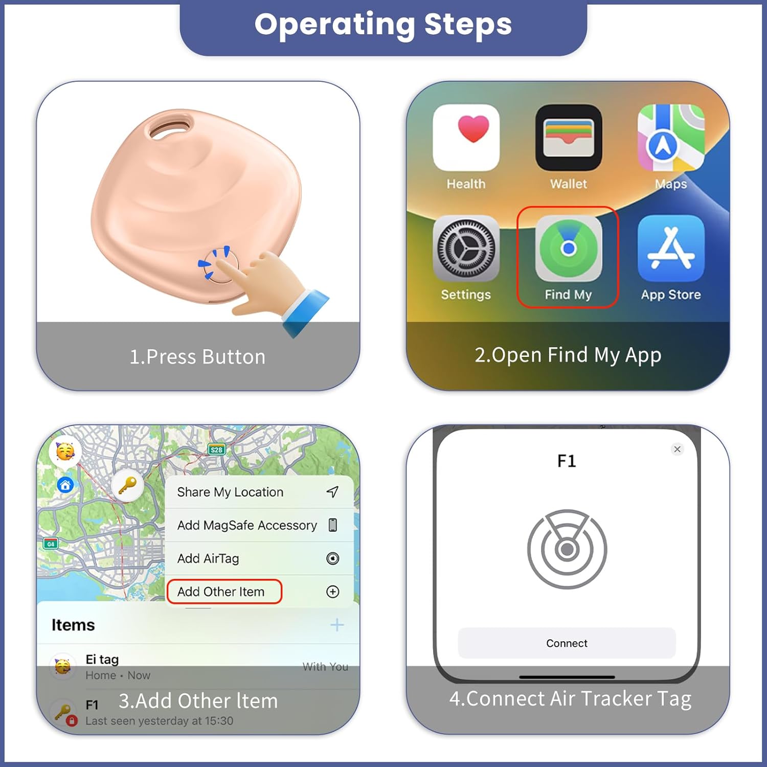 [Certificado por Apple MFi] Tracker Tag 1 Pack (Sólo iOS), Smart Tag Localizador con Buscar Apple, Localizador Bluetooth Rastreador, Buscador de Llaves para Coche/Carteras/Equipaje, Rosa 8