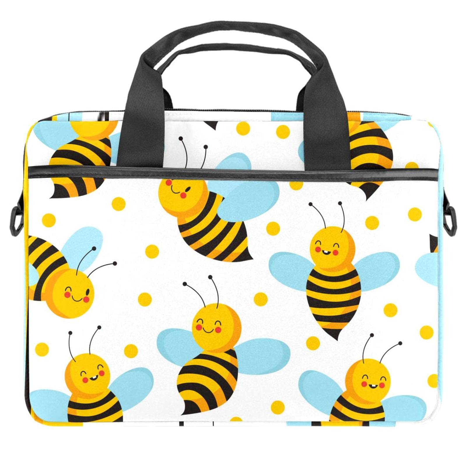 Maletín de ordenador portátil de 13 pulgadas con asa y correa ajustable diseño de abeja alegre 7