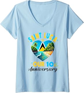 Womens St. Lucia Couples Honeymoon Vacay V-Neck T-Shirt