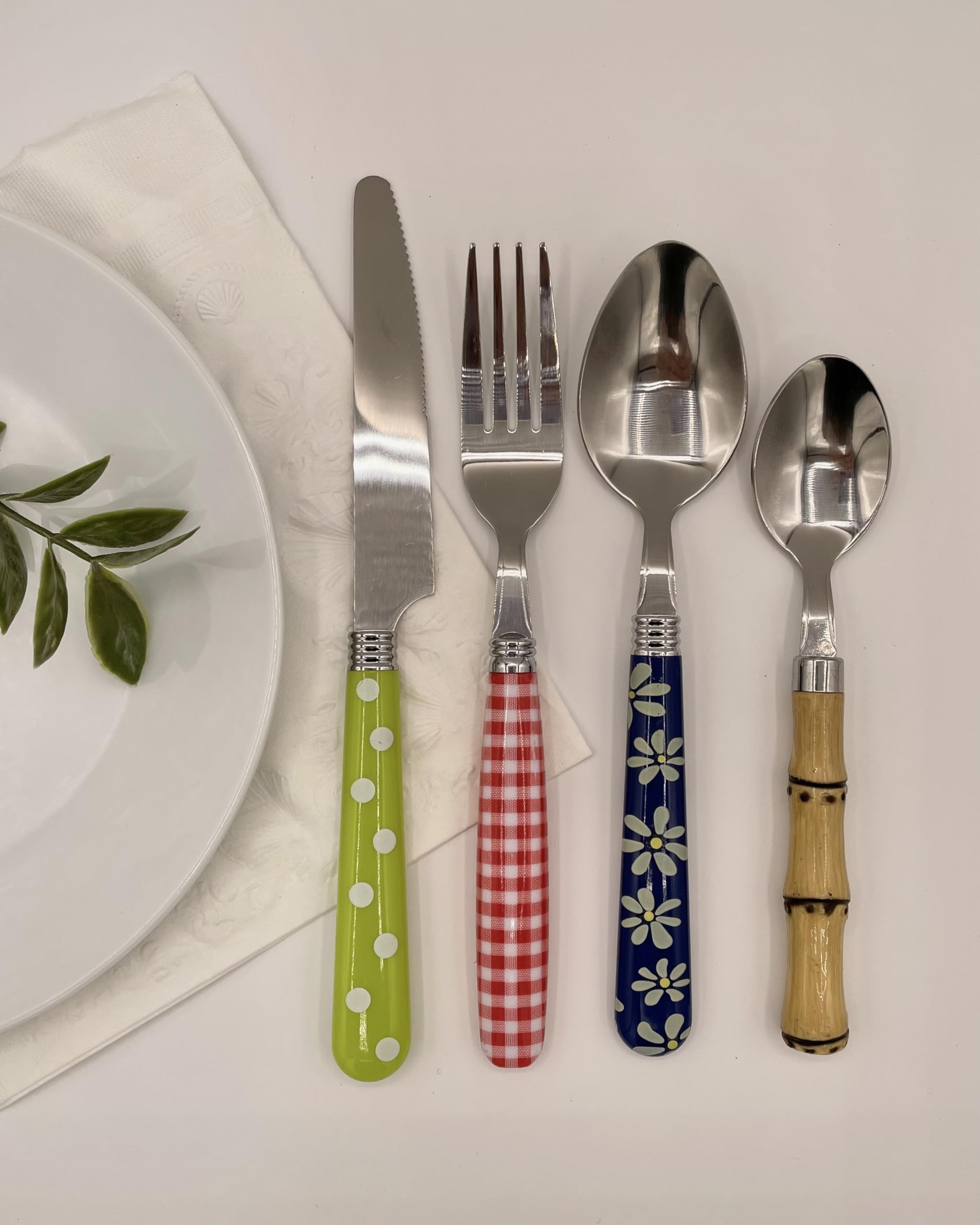 Gypsy Color Eclectic Mosaic Mix & Match - Set di 16 posate in acciaio INOX