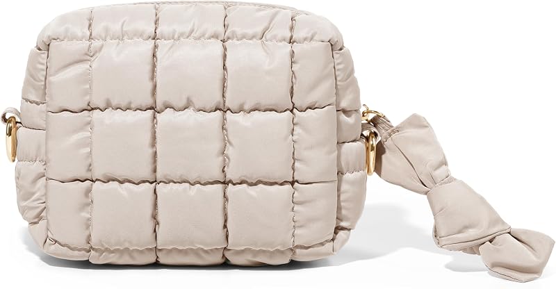 Necessaire de maquiagem acolchoada Yarnic, modelo Cosmetic bag 003-5-S, bege, tamanho S