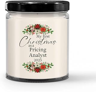 My First Christmas as a Pricing Analyst 2025 Candle - Unique Gifts for New Cost Analyst Staff Financial Analyst Boss Manager - 9oz Vanilla Scented Soy Wax - Present for New Year