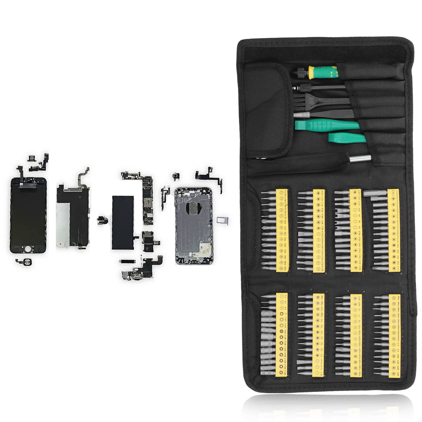 Kit di riparazione elettronica, 112 punte per cacciavite, acciaio al cromo vanadio, strumenti di precisione, archiviazione portatile, per computer, telefoni, droni,