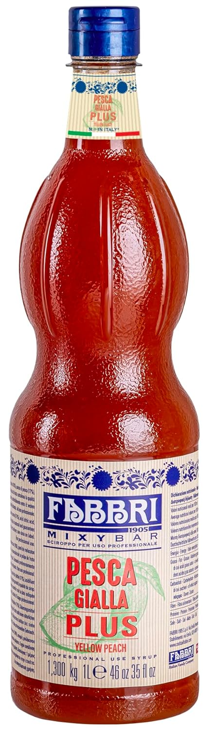 Fabbri Premium Flavoring Syrup, Peach, New Enhanced Flavor, All Natural, Made in Italy, 33.8 Ounce (1 Liter)