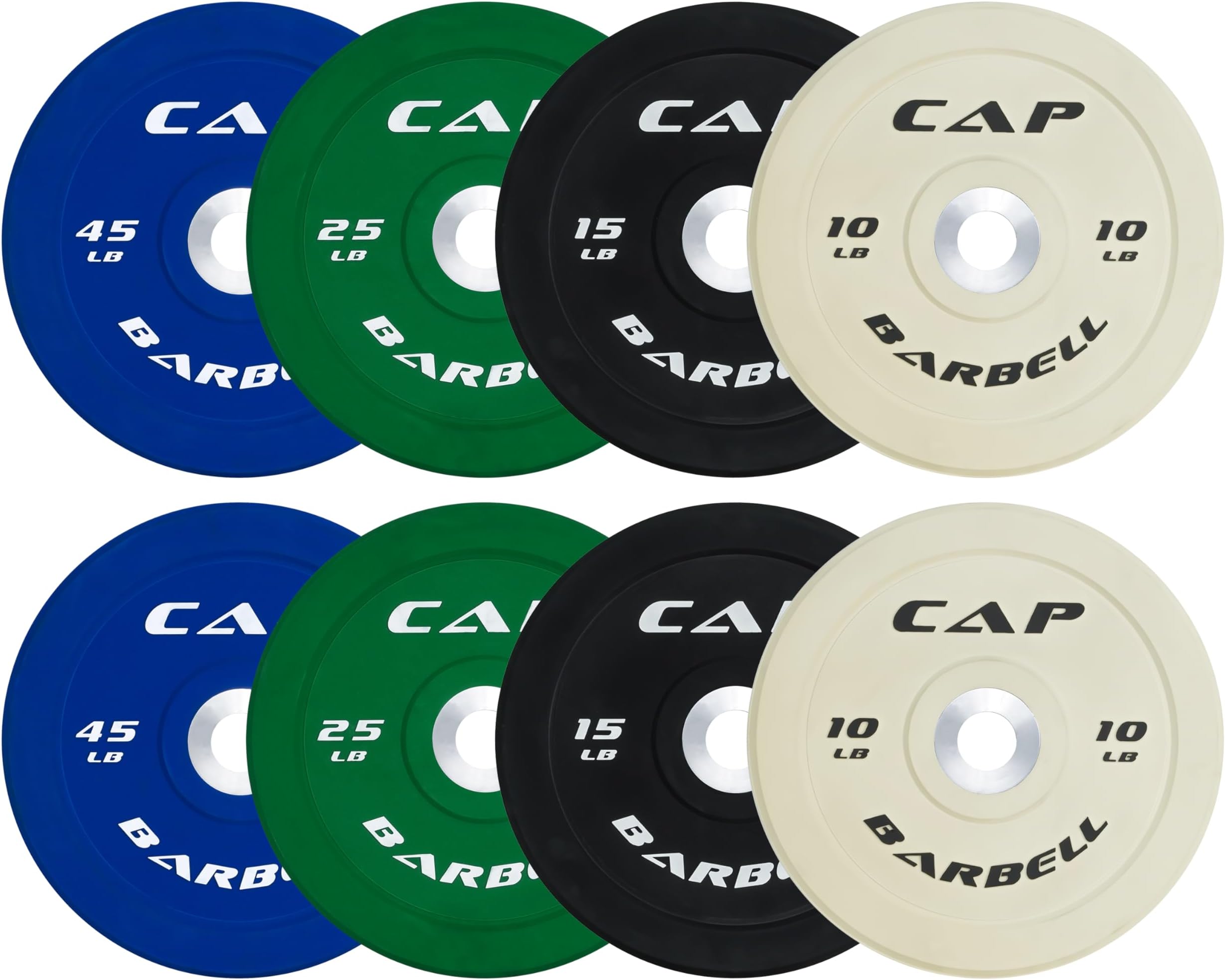 CAP 2-inch Olympic Bumper Plate Weight Set | 100-370 lbs | Multiple Colors | Storage Rack Optional