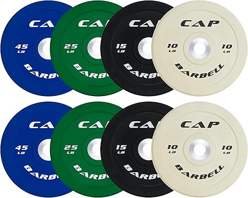Miniatura 11 de CAP Barbell - Juego de discos olímpicos de goma de 2 pulgadas con soporte de 6 postes, 100-370 libras, múltiples opciones