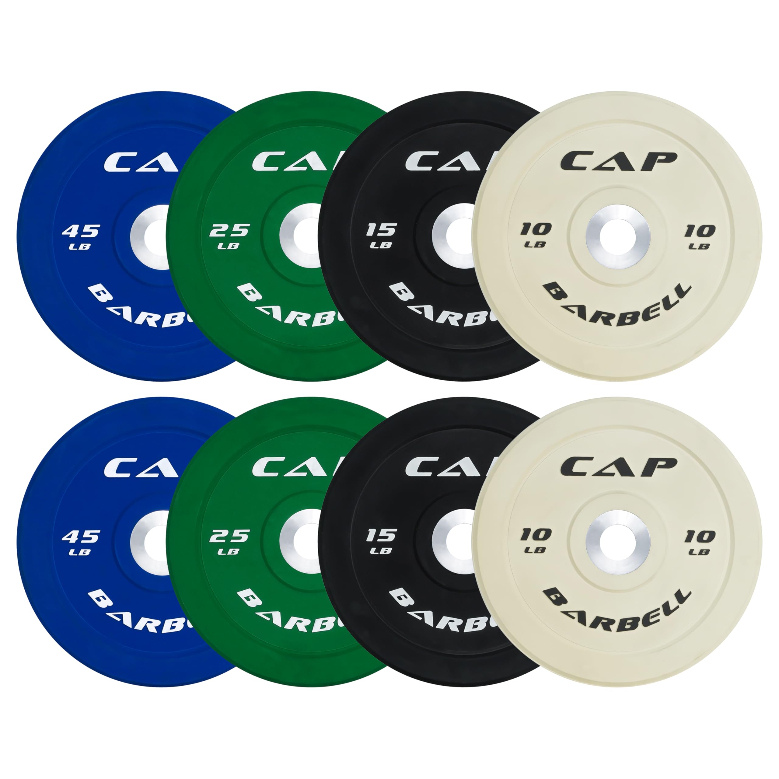 CAP 2-inch Olympic Bumper Plate Weight Set | 100-370 lbs | Multiple Colors | Storage Rack Optional