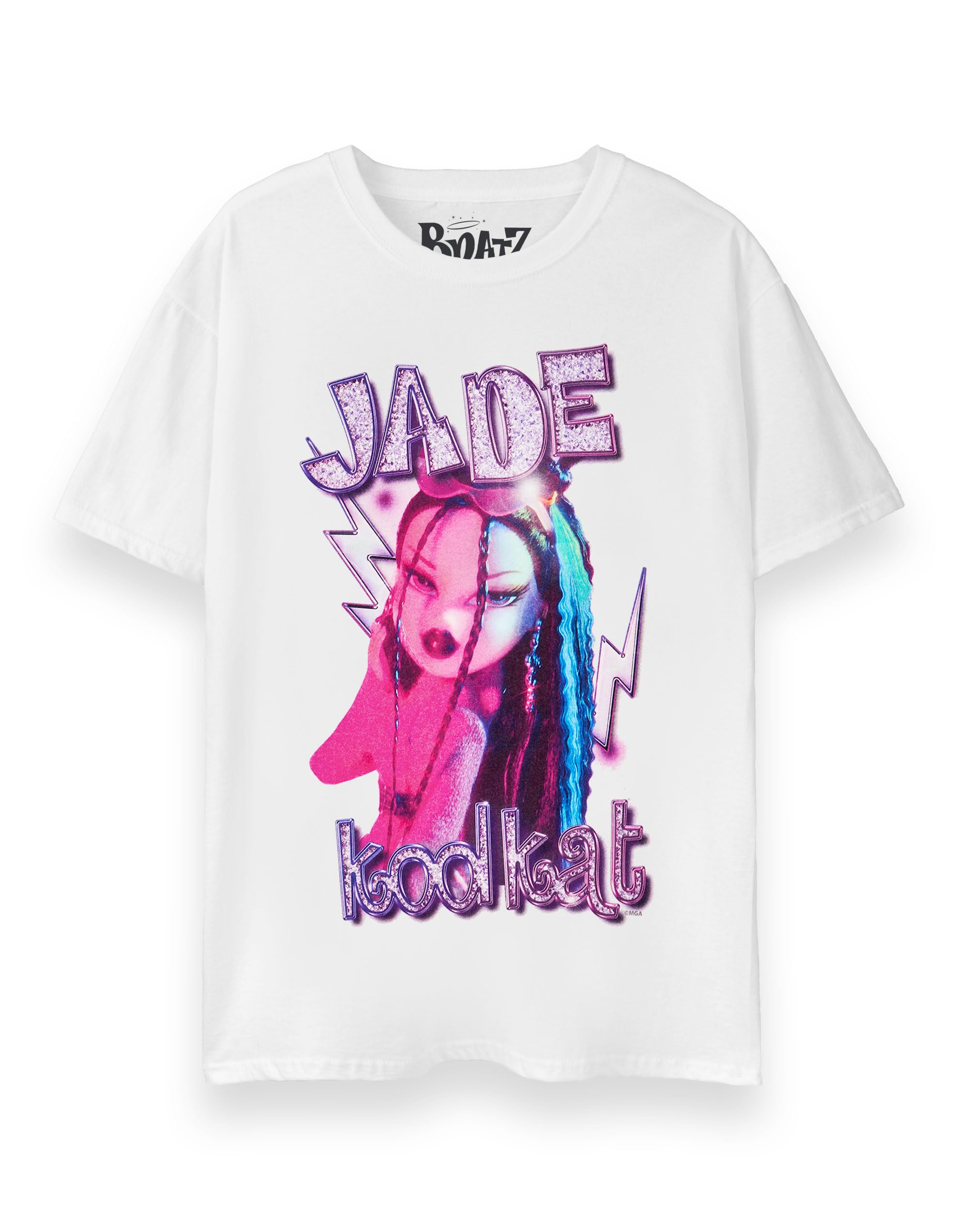 Bratz Jade Women's T-Shirt | White Short-Sleeved Graphic Tee Doll Jade Character Apparel | Trendy Fashion Top for Girls | Stylish Merchandise Gift Women & Teens