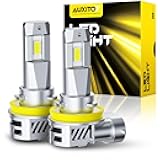 AUXITO H11 Bulbs - 25000LM 900% Brighter 6500K White Light, Wireless H11/H9/H8/H16, Fog Light Replacement, Fan-Cooled, 2-Pack
