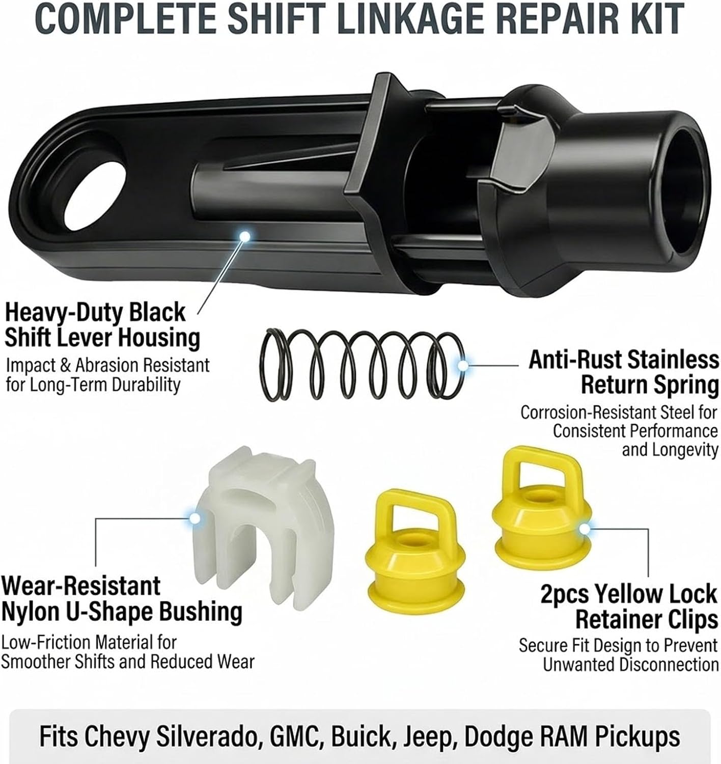 5PCS Transmission Shift Cable Bushing Kit, 14104 15276979 52855956AG Shifter Linkage Repair Bushing, Gear Shift Linkage Bushings Replacement for Chevy Silverado 1500 2500 3500, GMC, RAM, Dodge