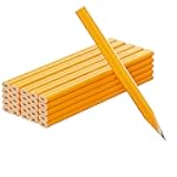 25 Pack Carpenter Pencils with Ruler - Flat Yellow Octagonal Woodworking Pencils for Construction, Marking, Framing - Hard HB Graphite