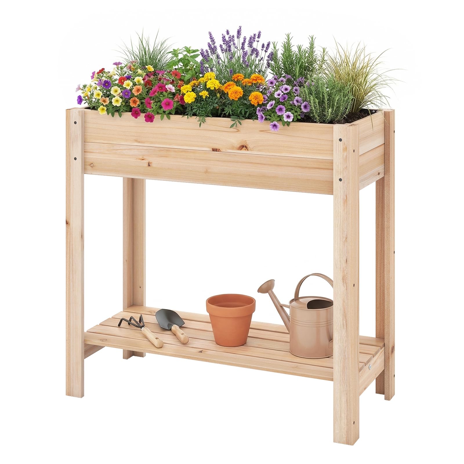 Maceta elevada con estante de almacenamiento HAPPYGRILL para verduras