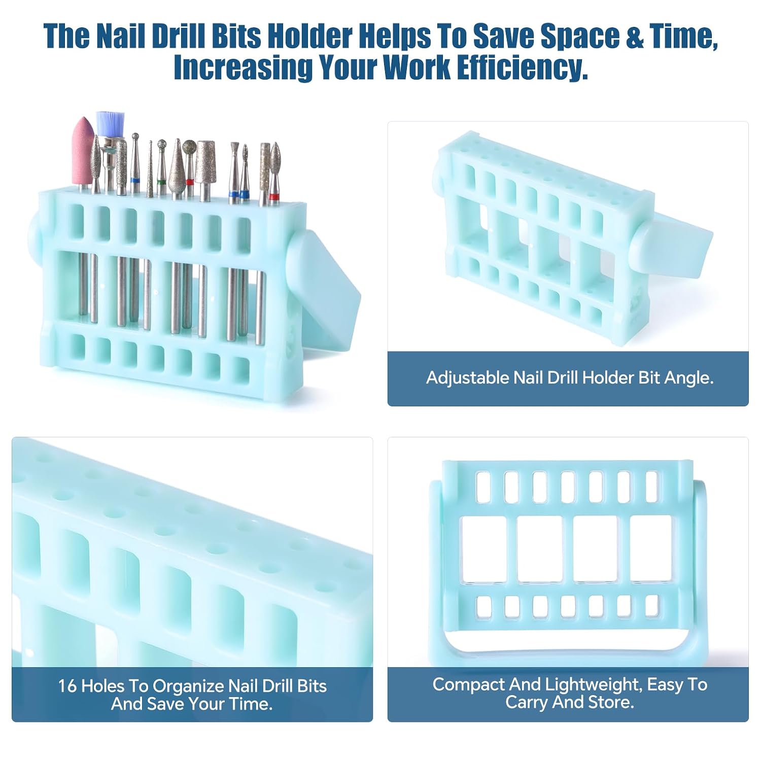 14Pcs Nail Drill Bit Set with 16 Holes Bits Holder 3/32'' Tungsten Steel Nail Bits for Nail Drill Machine, Cuticle Removal Bits for Acrylic Gel Nails Manicure Pedicure Tool image 4